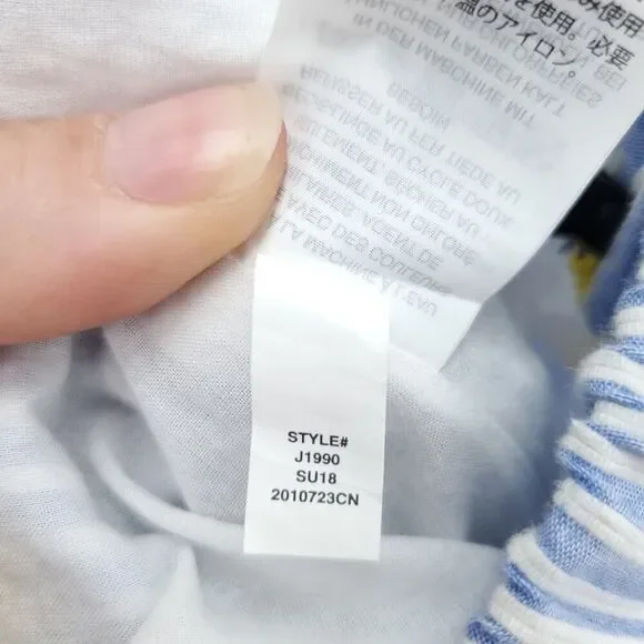 J. CREW Pinapple Embroidered Tiered Seersucker Pinstripe Lagenlook Midi Skirt - Picture 11 of 15